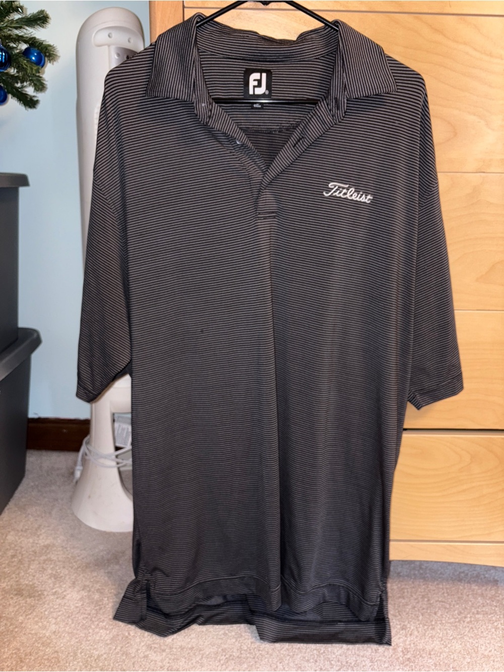 Titleist Black and Gray Striped Men’s Golf Polo